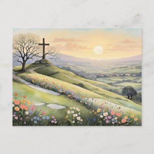 Oster-Sonnenaufgang-Kunstillustration Feiertagspostkarte