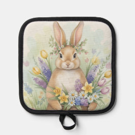 Oster süßer Hase Blumen Topflappen