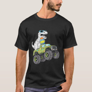 Oster Tag T Rex Dino Reitet Auf Einem Monstertruck T-Shirt
