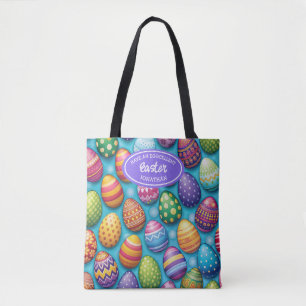 Oster-Tasche mit dekorierten bunten Eiern