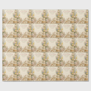 Oster-Teeparty, Vintage-Blumenfeier Geschenkpapier