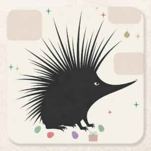 Oster-Untersetzer mit Igel Rechteckiger Pappuntersetzer