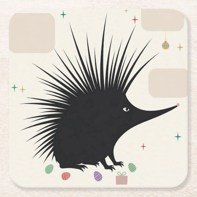 Oster-Untersetzer mit Igel Rechteckiger Pappuntersetzer (Vorderseite)