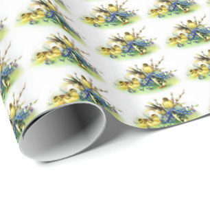 Oster-Verpackungspapier im Vintage-Stil mit Hase u Geschenkpapier