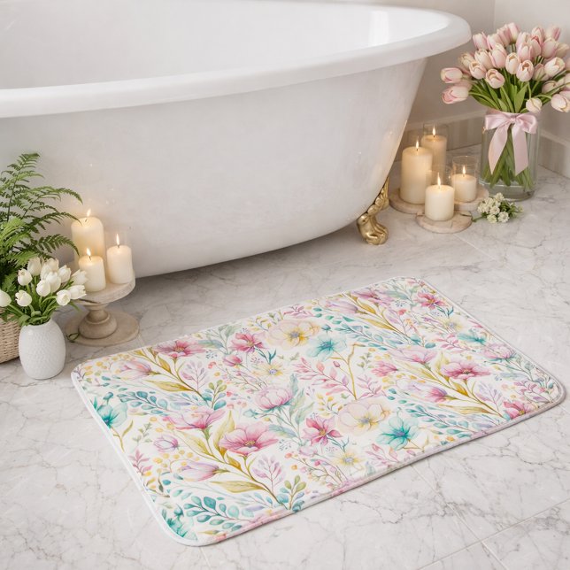 Oster-Wasserfarben-Blumenmuster Badematte (Von Creator hochgeladen)