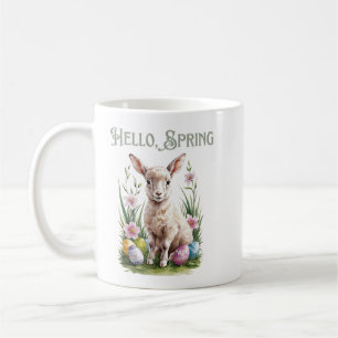 Oster-Watercolor-Motiv mit Eiern und Blumen Kaffeetasse