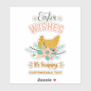 Osteranordnung Blume und Osterhühner Aufkleber