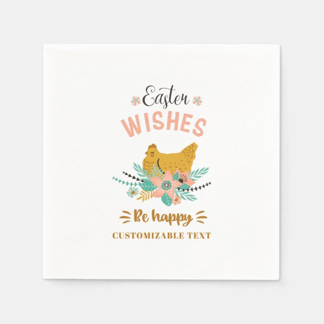 Osteranordnung Blume und Osterhühner Serviette (Vorderseite)