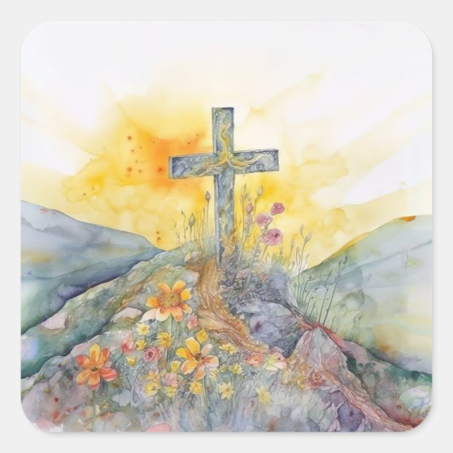 Osteraufkleber Quadratischer Aufkleber (Vorderseite)