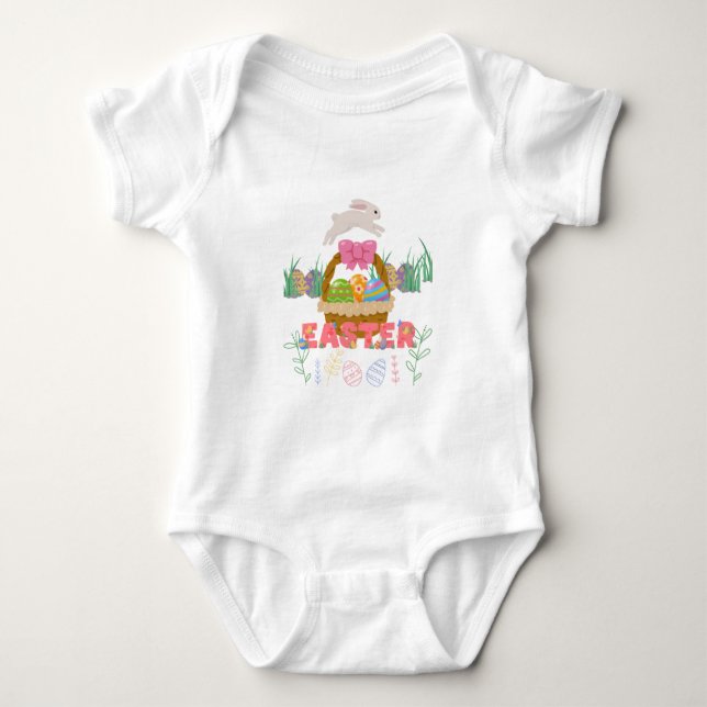 OsterBaby Bodysuit - Niedliches Bunny & Egg 1 Stüc Baby Strampler (Vorderseite)