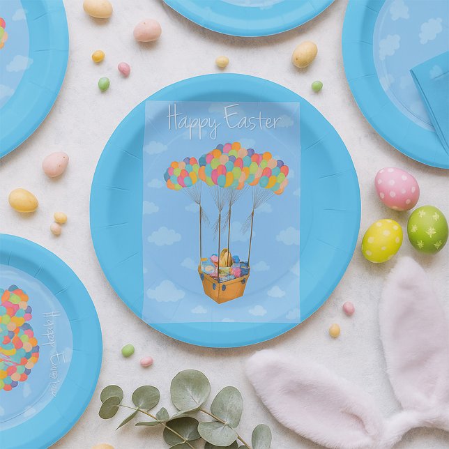 Osterballonkörbe mit bunten Eiern Pappteller (Von Creator hochgeladen)