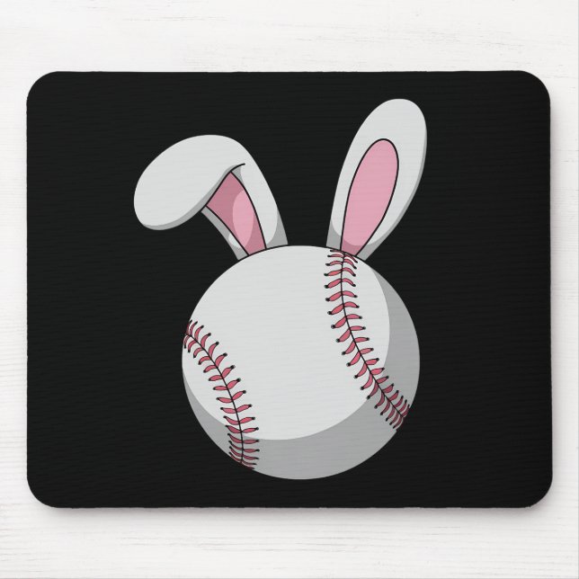 Osterbaseball Bunny Niedlich Rabbit Ohren Mousepad (Vorne)