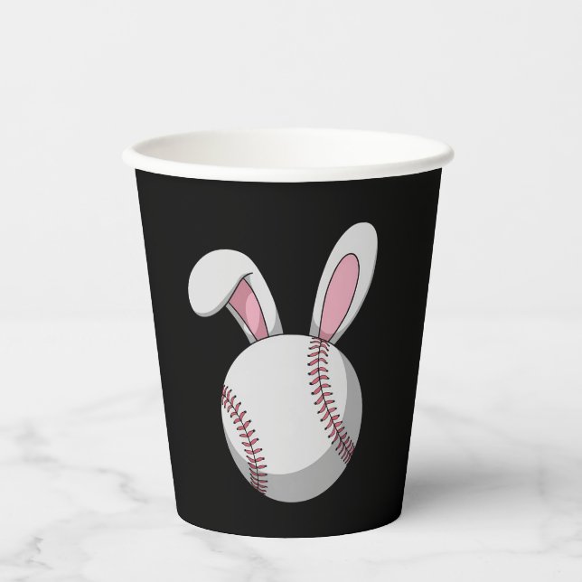 Osterbaseball Bunny Niedlich Rabbit Ohren Pappbecher (Vorderseite)