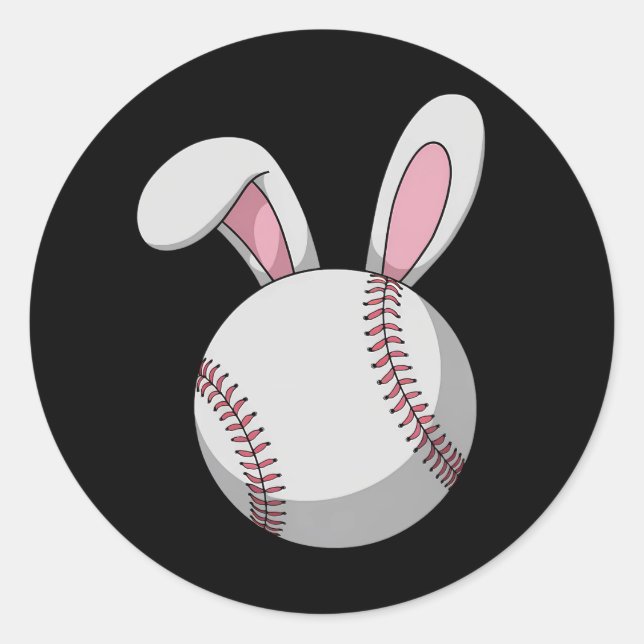 Osterbaseball Bunny Niedlich Rabbit Ohren Runder Aufkleber (Vorderseite)