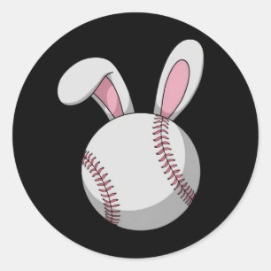 Osterbaseball Bunny Niedlich Rabbit Ohren Runder Aufkleber