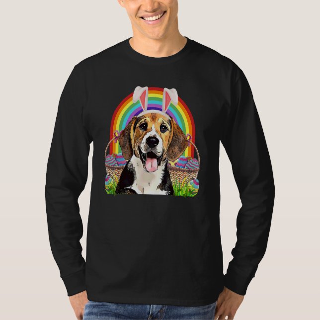 OsterBeagle Hund Bunny Egg Hunt Regenbogen T-Shirt (Vorderseite)