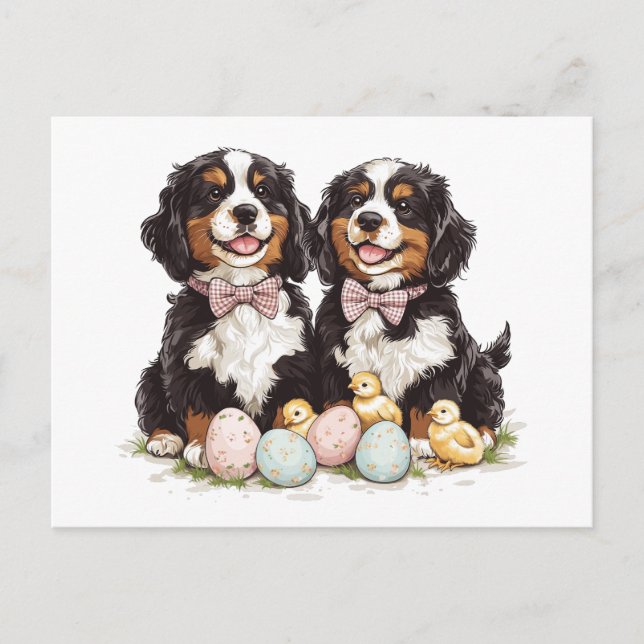 Osterberner Hunde Ostereier Feiertagspostkarte (Vorderseite)