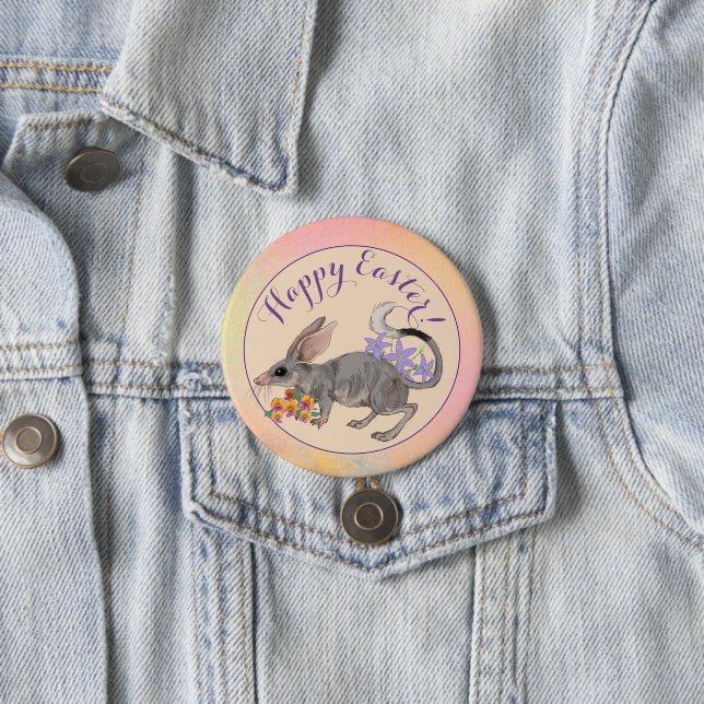 Osterbilby und australische Blume Frohe Ostern abe Button (Beispiel)