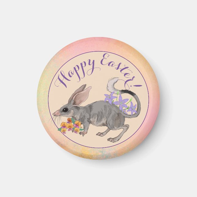 Osterbilby und australische Blume Frohe Ostern abe Magnet (Vorne)