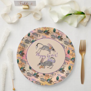 Osterbilby und australische Blume Frohes Ostern Pappteller