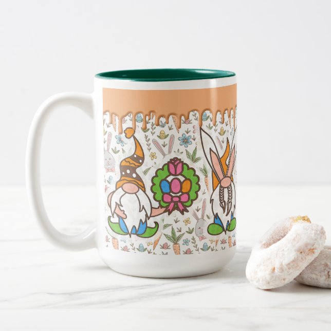 Osterblase Gnomes Spring Zweifarbige Tasse (Mit Donut)