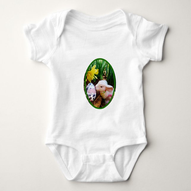 Osterblase küssend Kuh Ei Baby Bodysuit Strampler (Vorderseite)