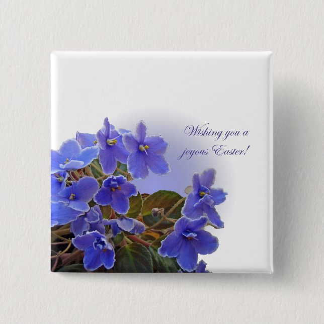 Osterblaue afrikanische Violetten Button (Vorderseite)