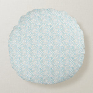 Osterblaue Polka Nahtloser Stoff – Pastell Süß Rundes Kissen