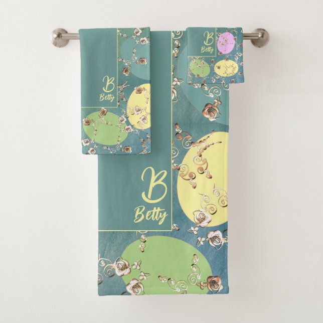 Osterblich Graue Pastell Eier & Rose Handtuch Badhandtuch Set (Insitu)