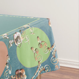 Osterbliche, graue Pasteleier und Rose Tischdecke