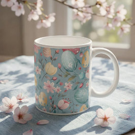 Osterblumen-Dekor im Pastell-Look Kaffeetasse