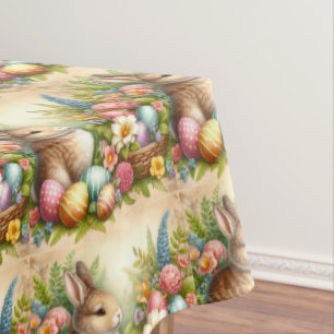 Osterblumen-Hasen-Tischdecke im Vintage-Stil Tischdecke