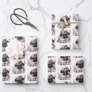 Osterblüte im Mops Geschenkpapier Set