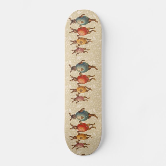 Osterblüte tanzende Eier Skateboard (Vorderseite)