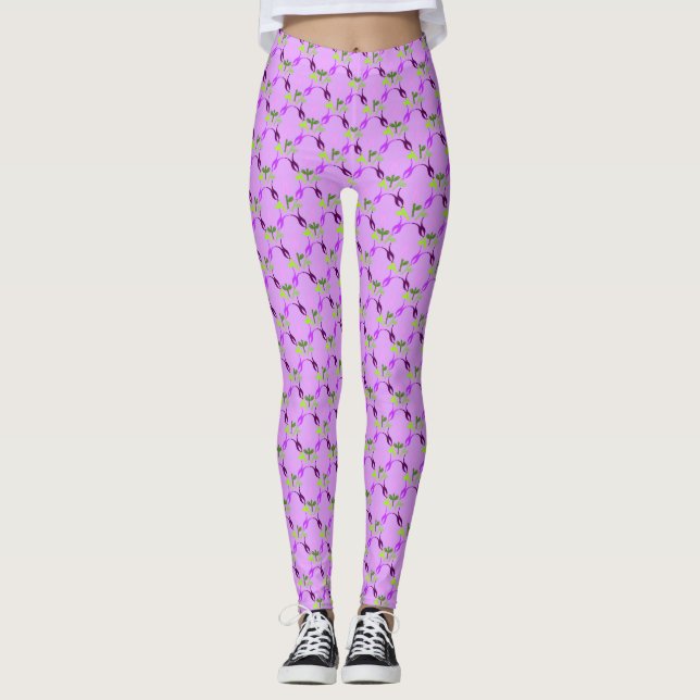 Osterblütendesign bei Lilac Yoga Pants Leggings (Vorderseite)