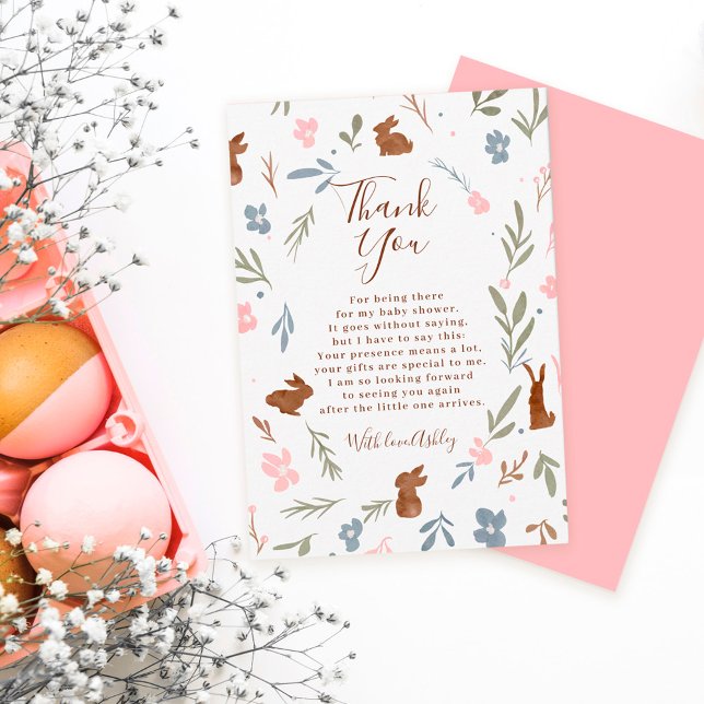 Osterblütenkaninchen, kleine, sonnige Babydusche Dankeskarte (Von Creator hochgeladen)