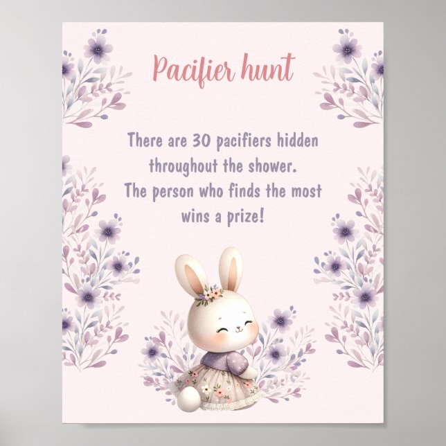Osterblütenpink Kinderdusche Schnuller Jagd Poster (Vorne)