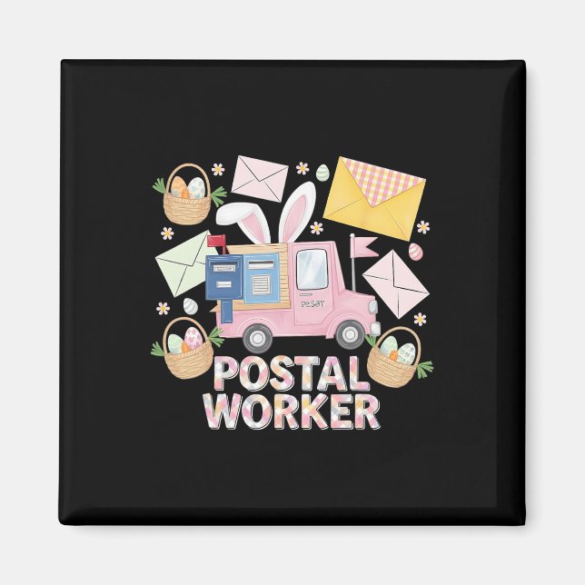 Osterbriefträger-Hase Postmitarbeiter Süße Post  Magnet (Vorne)