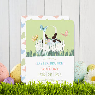 Osterbrunch-Easter-Egg-Hunt-Einladung mit Osterhas Einladung