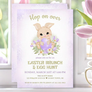 Osterbrunch Egg Jagen Lila Niedliches Bunny Einladung