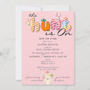 Osterbrunch Ei Hunt Bunny Colorful Pastel Pink Einladung