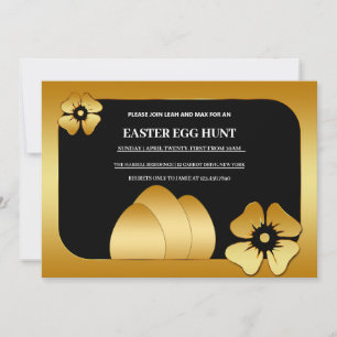 Osterbrunch-Eier-Such-Einladung in Gold Einladung