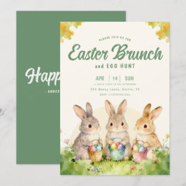 Osterbrunch-Eier-Suche-Pastell-Wasserfarbe Hase Einladung