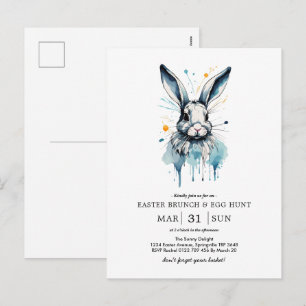 Osterbrunch & Eierjagd   Aquarell Feiertagspostkarte