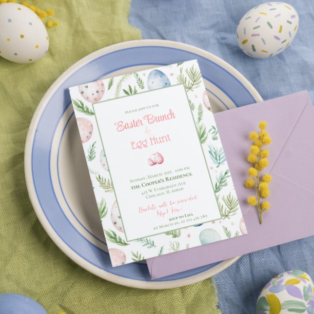 Osterbrunch & Eierjagd | Botanischer Ostern Feiertagskarte (Von Creator hochgeladen)