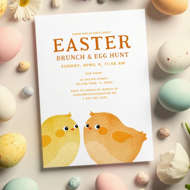 Osterbrunch & Eierjagd mit zwei kleinen Hühnern Einladung (Von Creator hochgeladen)
