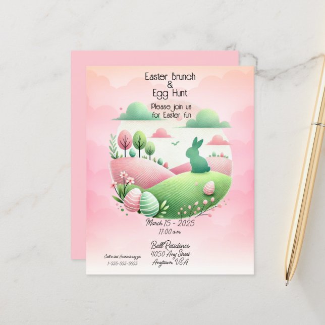 Osterbrunch & Eierjagd Rosa und Grün (Vorderseite/Rückseite Beispiel)