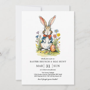 Osterbrunch & Eierjagd Wildblume Bunny Einladung