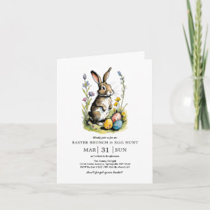 Osterbrunch & Eierjagd Wildblume Bunny Einladung