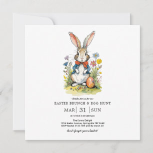 Osterbrunch & Eierjagd Wildblume Bunny Einladung